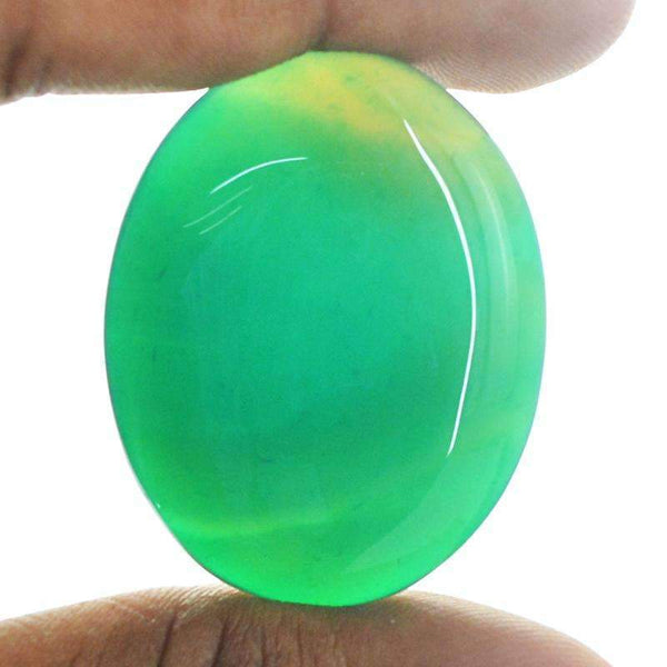 gemsmore:Genuine Green Onyx Gemstone - Natural Oval Shape