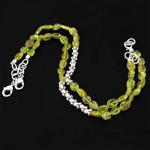gemsmore:Genuine Green Peridot Beads Anklet