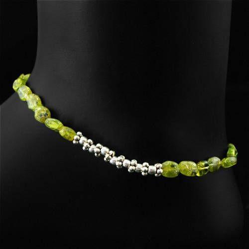 gemsmore:Genuine Green Peridot Beads Anklet