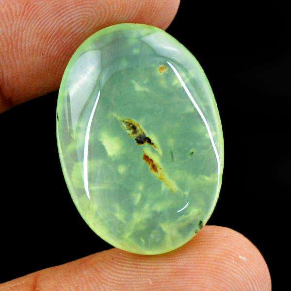 gemsmore:Genuine Green Phrenite Oval Shape Untreated Loose Gemstone