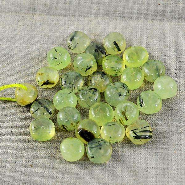 gemsmore:Genuine Green Phrenite Untreated Drilled Beads Lot