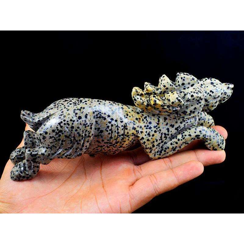 gemsmore:Genuine Hand Carved Dalmation Jasper Reindeer