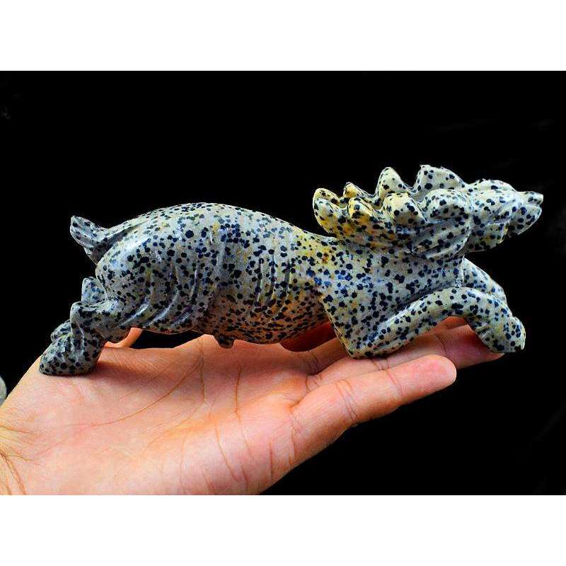 gemsmore:Genuine Hand Carved Dalmation Jasper Reindeer