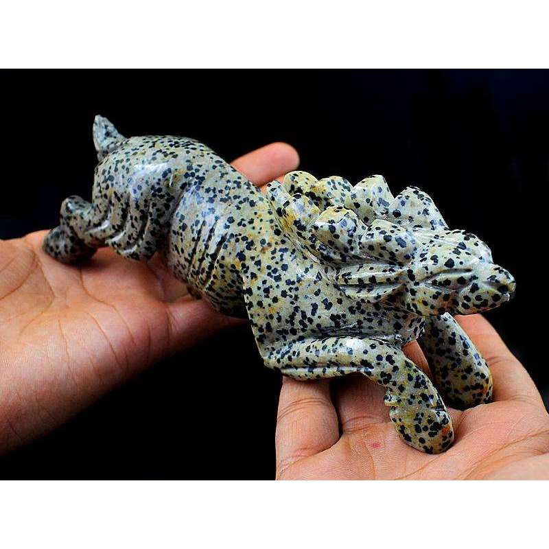 gemsmore:Genuine Hand Carved Dalmation Jasper Reindeer