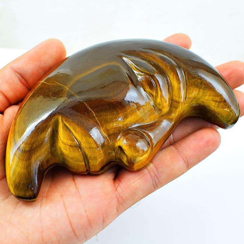 gemsmore:Genuine Hand Carved Golden Tiger Eye Moon Face