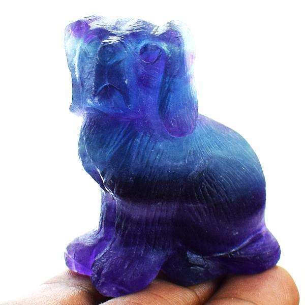 gemsmore:Genuine Hand Carved Multicolor Fluorite Doggy