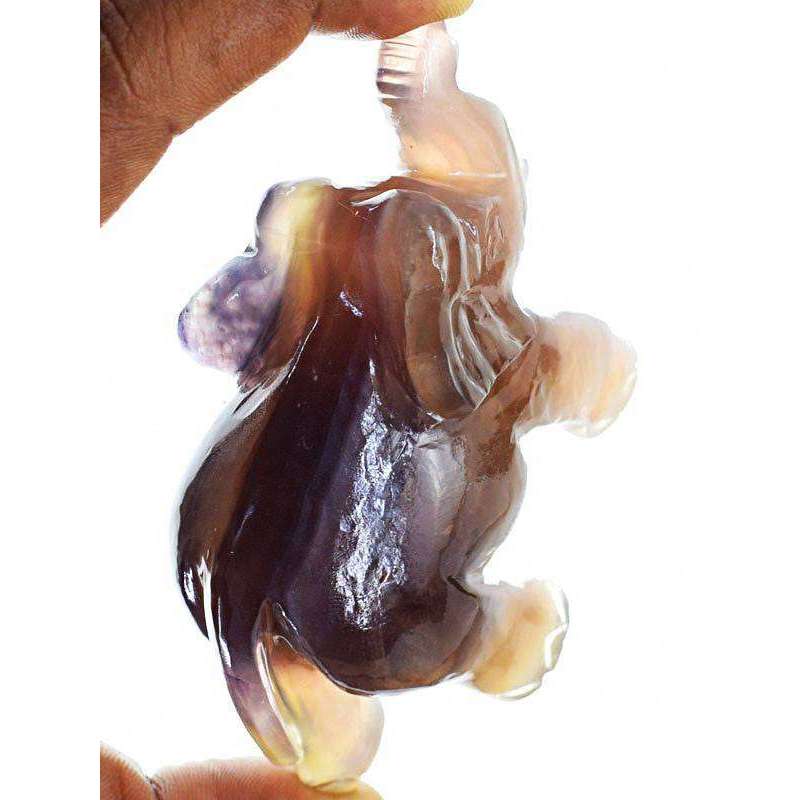 gemsmore:Genuine Hand Carved Multicolor Fluorite Elephant