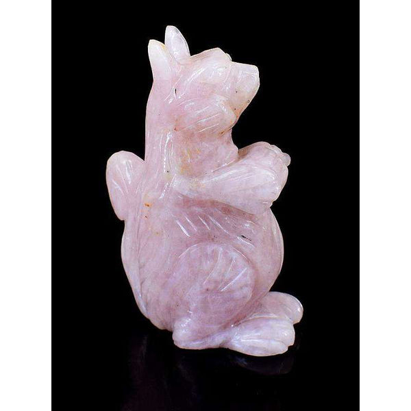 gemsmore:Genuine Hand Carved Pink Rose Quartz Gemstone Bunny (Rabbit)