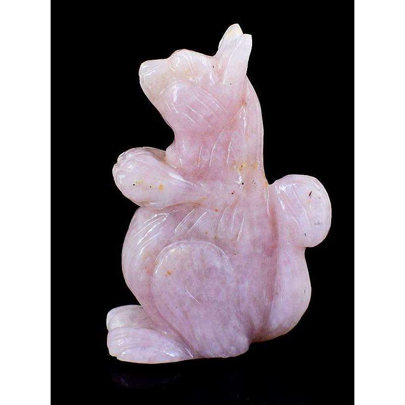 gemsmore:Genuine Hand Carved Pink Rose Quartz Gemstone Bunny (Rabbit)