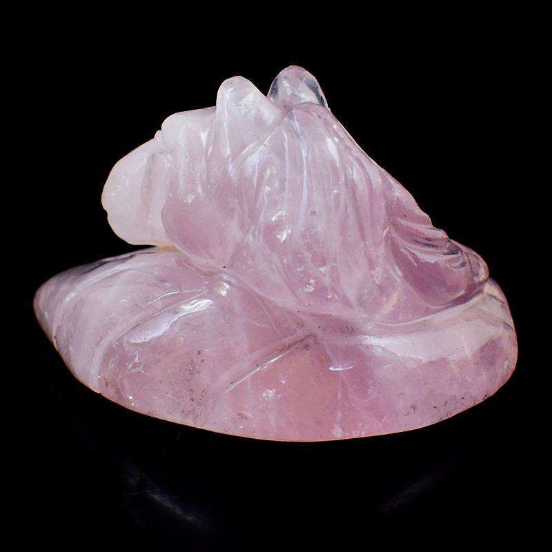 gemsmore:Genuine Hand Carved Pink Rose Quartz Horse Bust