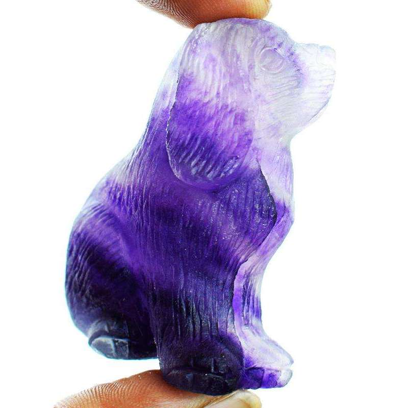 gemsmore:Genuine Hand Carved Purple Fluorite Doggy