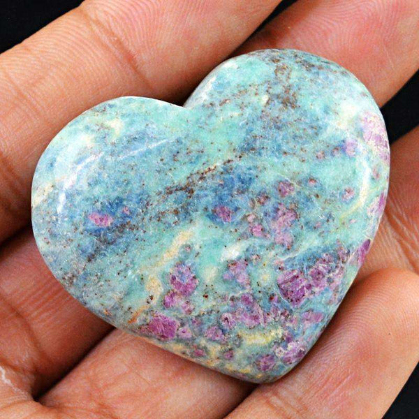 gemsmore:Genuine Hand Carved Ruby Zoisite Heart Shape Cabochon