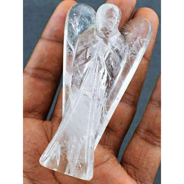 gemsmore:Genuine Hand Carved White Quartz Healing Crystal Angel