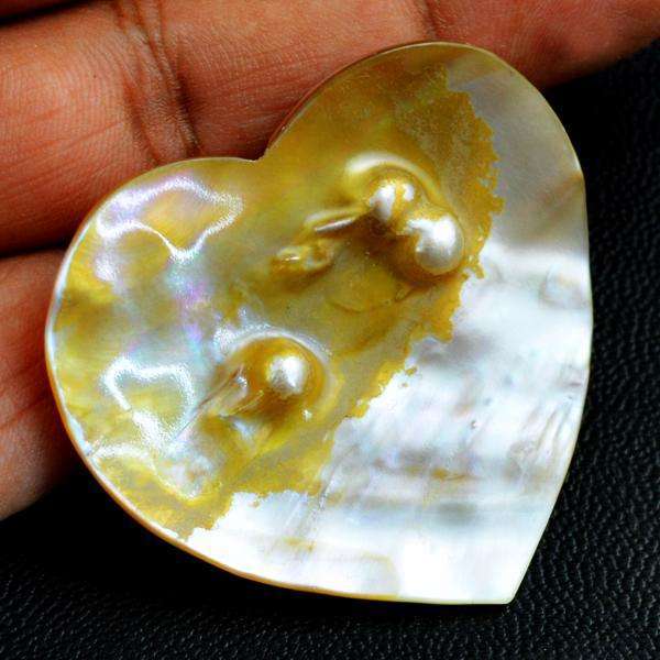 gemsmore:Genuine Heart Shaped Mother Pearl Shell Loose Gemstone