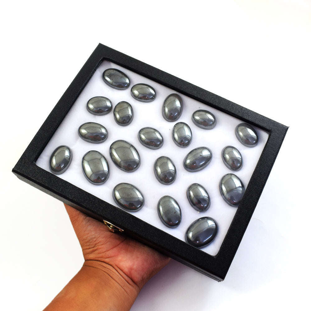 gemsmore:Genuine Hematite Untreated Gemstone Cabochon Lot