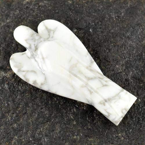 gemsmore:Genuine Howlite Carved Healing Angel Gemstone