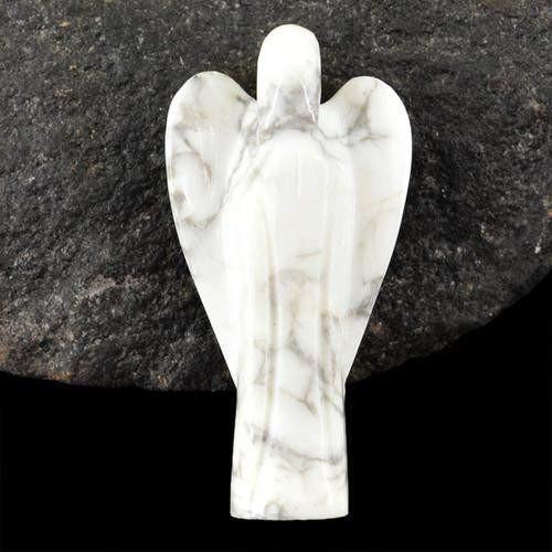 gemsmore:Genuine Howlite Carved Healing Angel Gemstone