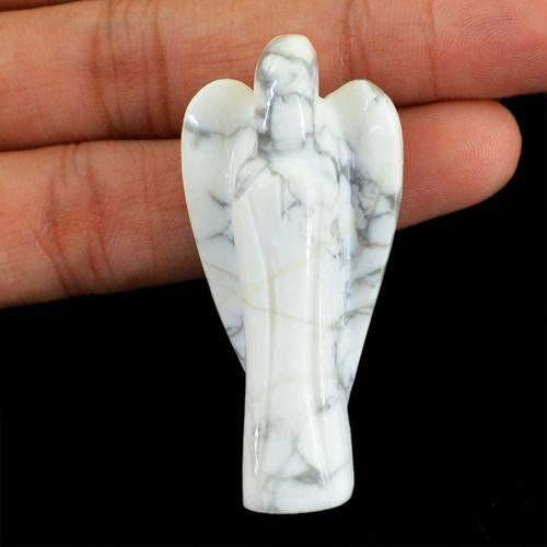 gemsmore:Genuine Howlite Carved Healing Angel Gemstone