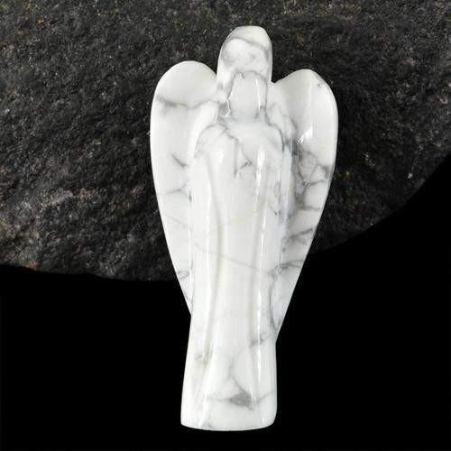 gemsmore:Genuine Howlite Carved Healing Angel Gemstone