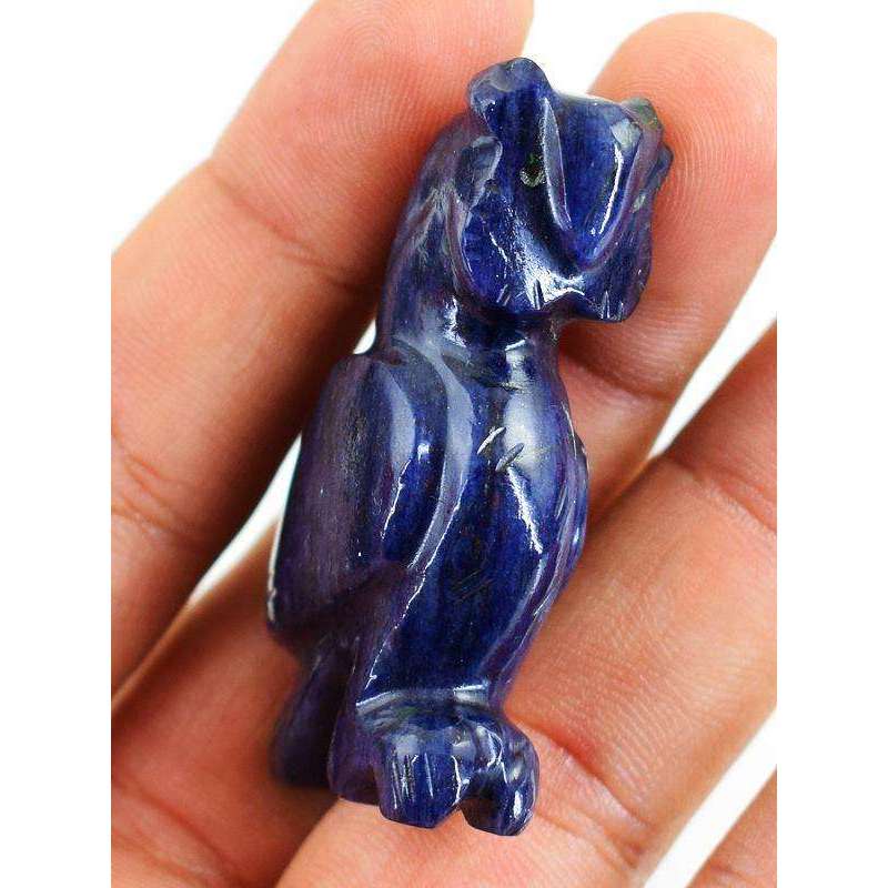 gemsmore:Genuine Iolite Hand Carved Miniature Owl