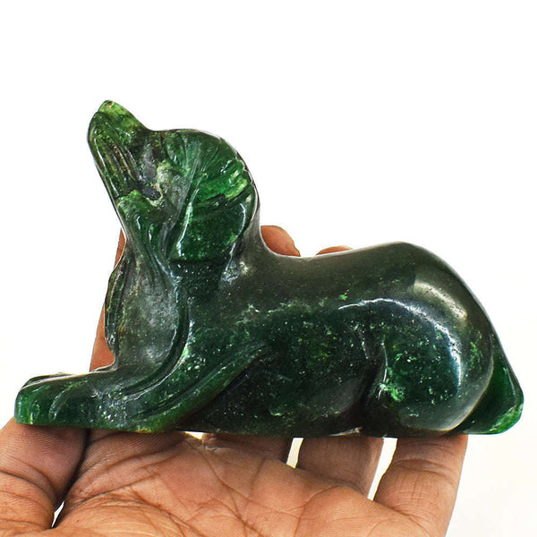 gemsmore:Genuine Jade  Hand Carved Genuine Crystal Gemstone Carving Dog