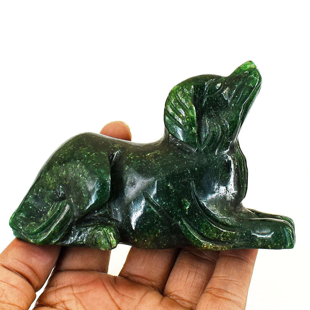 gemsmore:Genuine Jade  Hand Carved Genuine Crystal Gemstone Carving Dog
