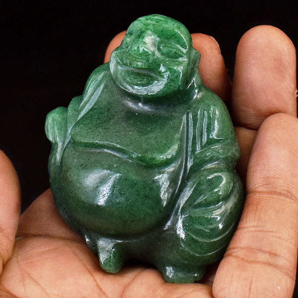 gemsmore:Genuine Jade  Hand Carved Genuine Crystal Gemstone Carving Laughing Buddha