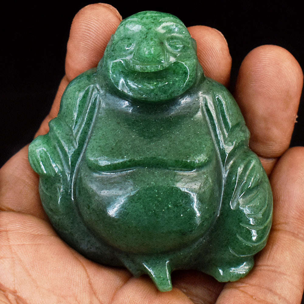 gemsmore:Genuine Jade  Hand Carved Genuine Crystal Gemstone Carving Laughing Buddha