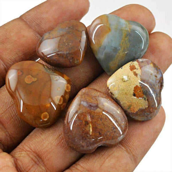 gemsmore:Genuine Jasper Gemstone Lot - Natural Untreated Heart Shape