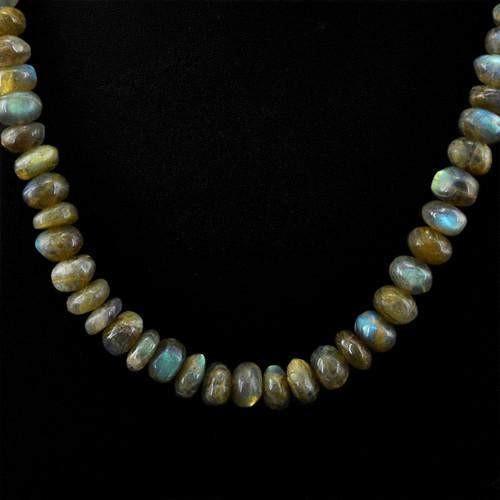 gemsmore:Genuine Labradorite AAA Untreated Beads Necklace