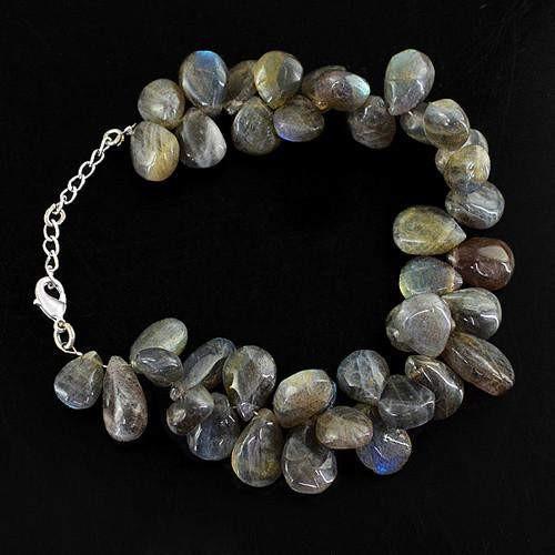 gemsmore:Genuine Labradorite Beads Bracelet