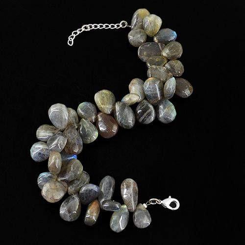 gemsmore:Genuine Labradorite Beads Bracelet