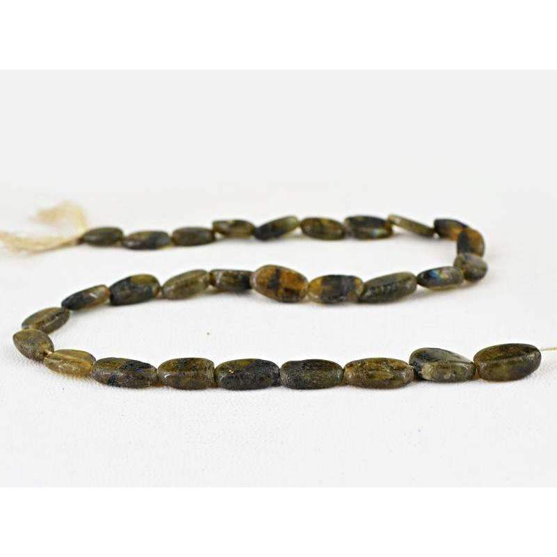 gemsmore:Genuine Labradorite Beads Strand - Natural Untreated Drilled
