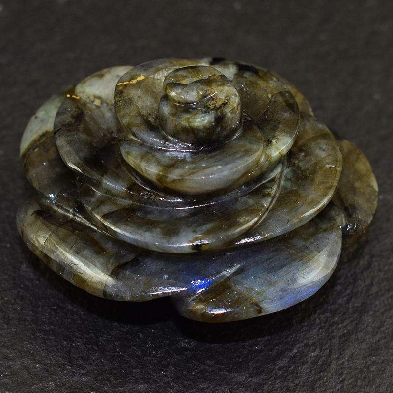 gemsmore:Genuine Labradorite Beautifully Hand Carved Rose