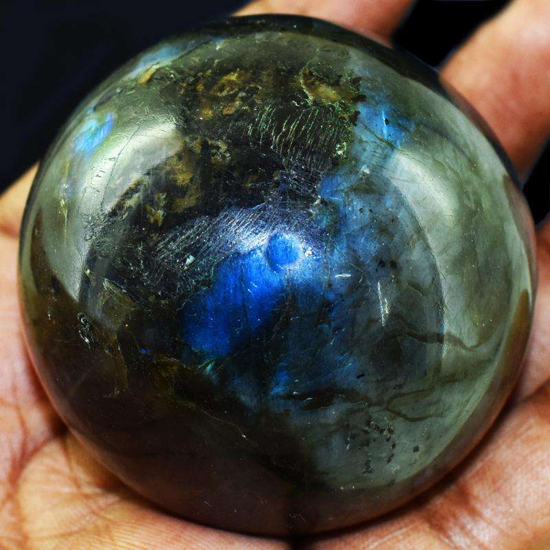 gemsmore:Genuine Labradorite Carved Crystal Healing Sphere