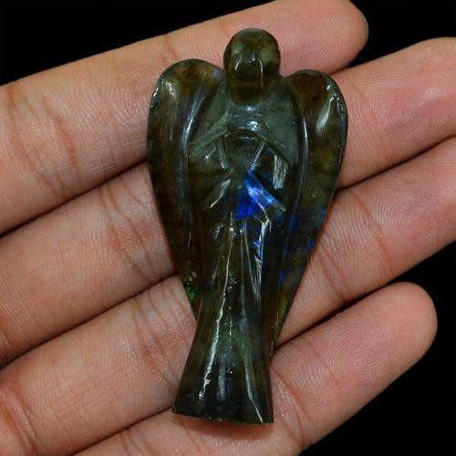 gemsmore:Genuine Labradorite Carved Healing Angel Gemstone