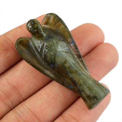 gemsmore:Genuine Labradorite Carved Healing Angel Gemstone