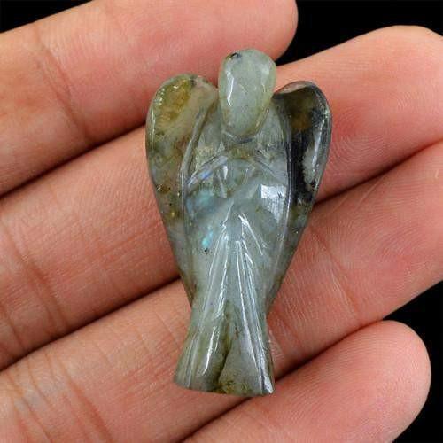 gemsmore:Genuine Labradorite Carved Healing Angel Gemstone