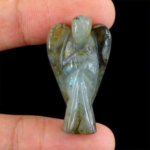 gemsmore:Genuine Labradorite Carved Healing Angel Gemstone