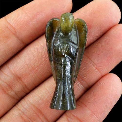 gemsmore:Genuine Labradorite Carved Healing Angel Gemstone