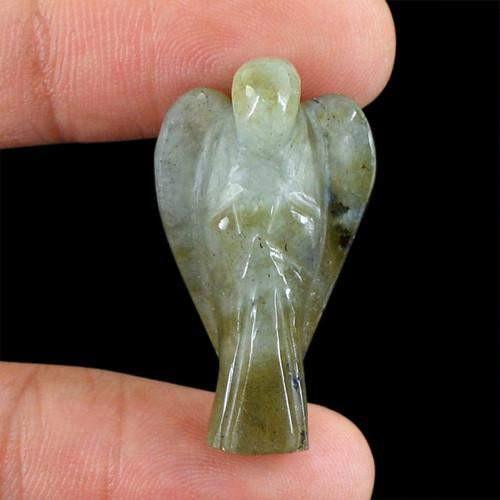 gemsmore:Genuine Labradorite Carved Healing Angel Gemstone