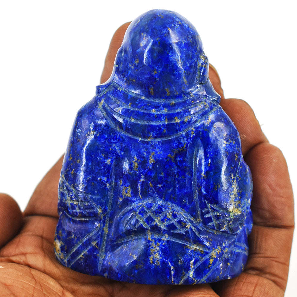 gemsmore:Genuine Lapis Lazuli  Hand Carved Genuine Crystal Gemstone Carving Laughing Buddha