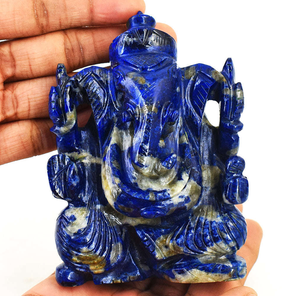 gemsmore:Genuine Lapis Lazuli  Hand Carved Genuine Crystal Gemstone Carving Lord Ganesha