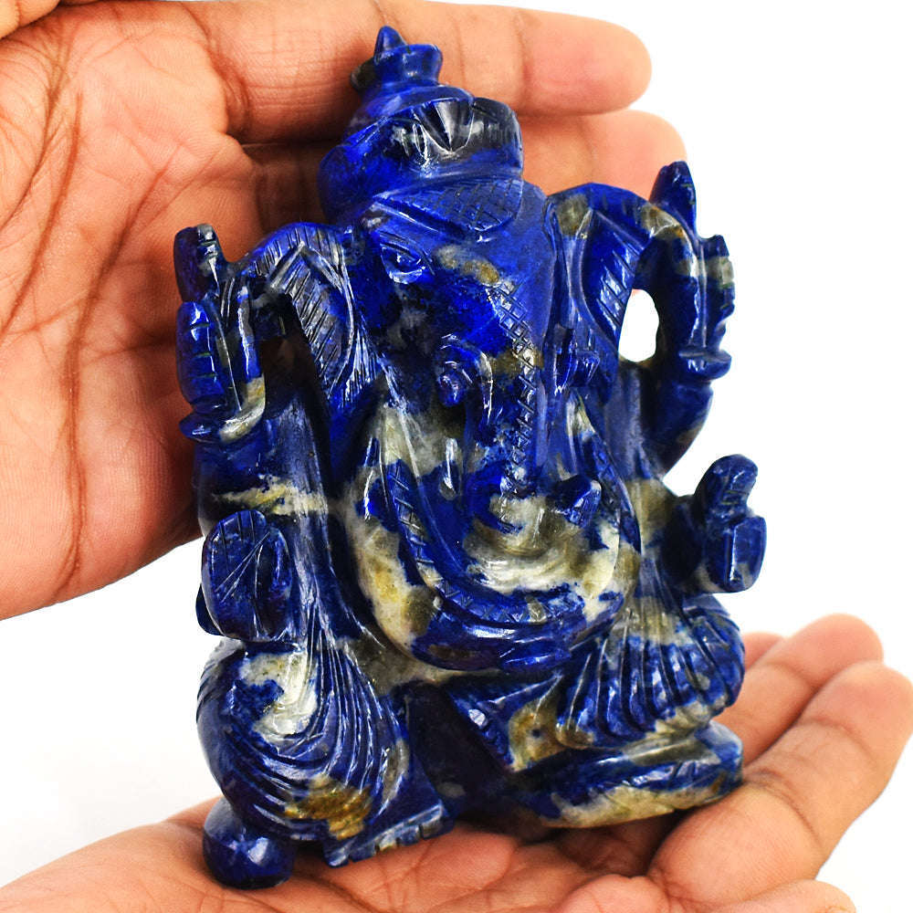 gemsmore:Genuine Lapis Lazuli  Hand Carved Genuine Crystal Gemstone Carving Lord Ganesha