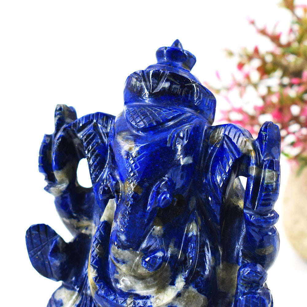 gemsmore:Genuine Lapis Lazuli  Hand Carved Genuine Crystal Gemstone Carving Lord Ganesha