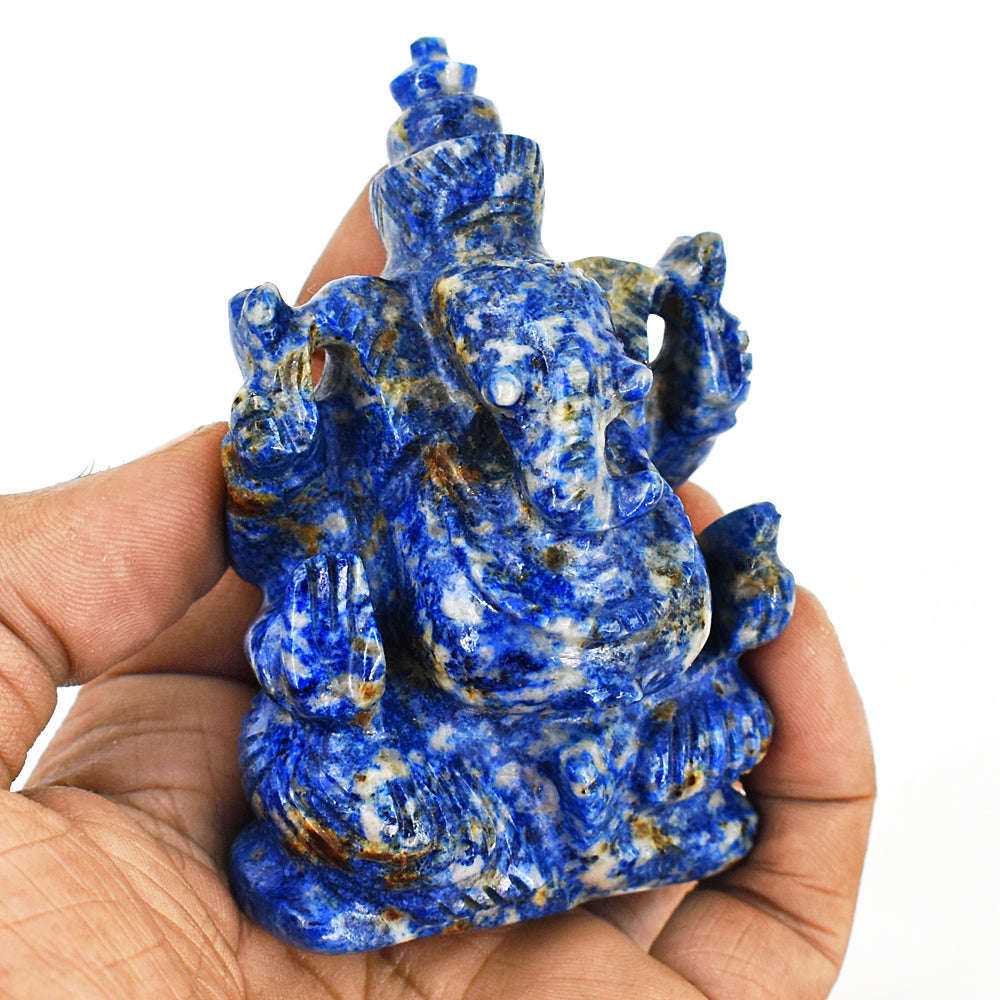 gemsmore:Genuine Lapis Lazuli  Hand Carved Genuine Crystal Gemstone Carving Lord Ganesha