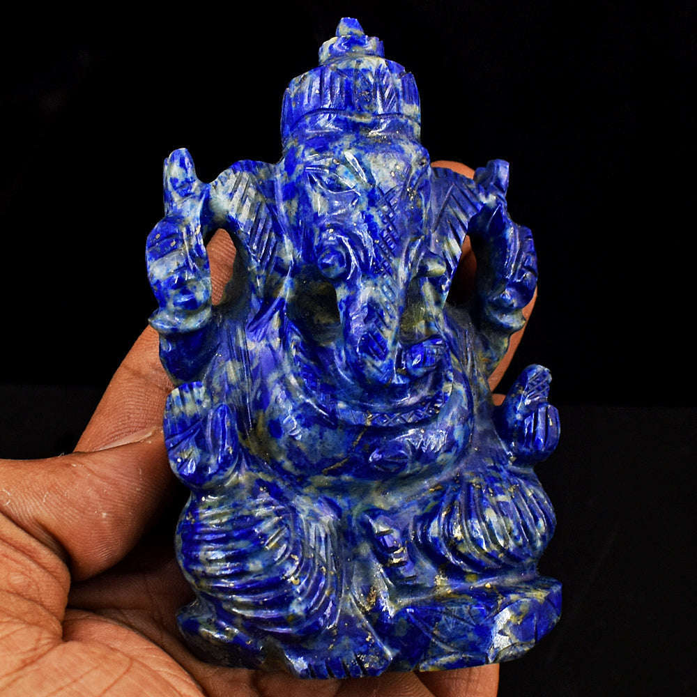 gemsmore:Genuine Lapis Lazuli  Hand Carved Genuine Crystal Gemstone Carving Lord Ganesha