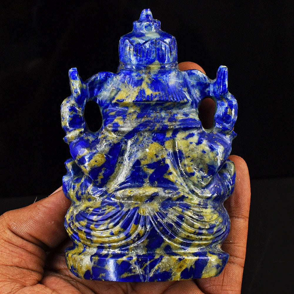 gemsmore:Genuine Lapis Lazuli  Hand Carved Genuine Crystal Gemstone Carving Lord Ganesha