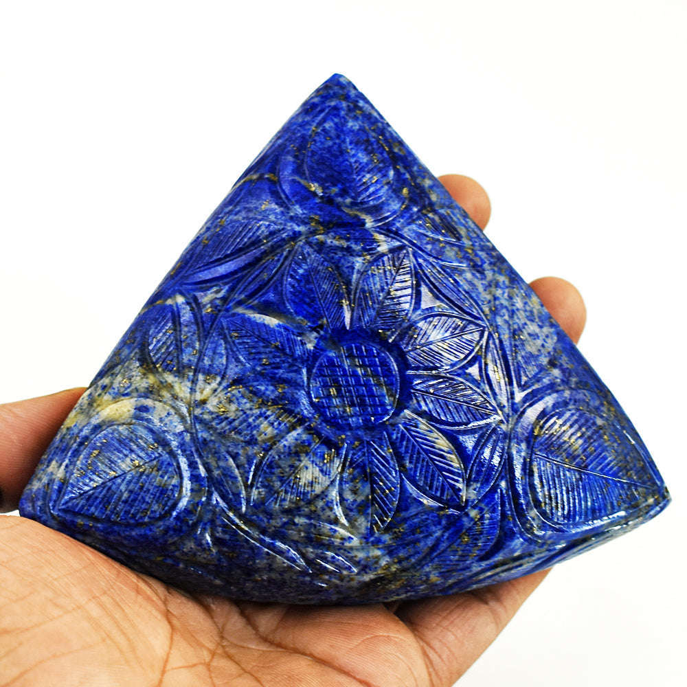 gemsmore:Genuine Lapis Lazuli Hand Carved Genuine Crystal Gemstone Carving Mughal Carved Gem