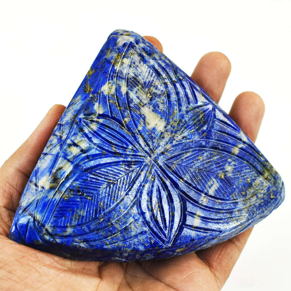 gemsmore:Genuine Lapis Lazuli Hand Carved Genuine Crystal Gemstone Carving Mughal Carved Gem